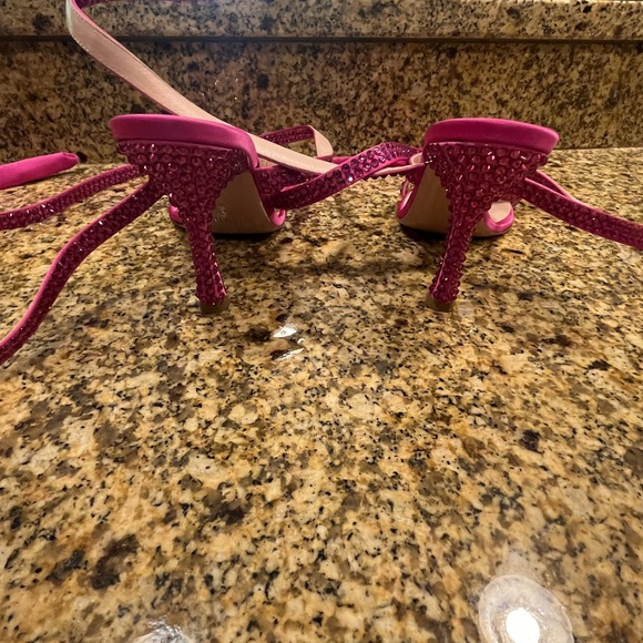 Gedebe x Bronx & Banco Hot Pink Rhinestone Wrap Lace Up Sandals 39 US 8 Formal - Picture 7 of 10